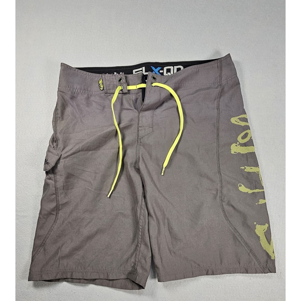 Salt Life Stealth Bomerz Board Shorts Mens 32 Gray Yellow SLX-QD MTF004 Swim